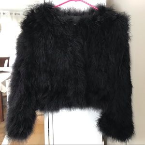 BCBG MAXAZRIA FAUX FUR MIDI COAT / JACKET